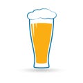 Beer glass, pint icon. Alcohol drink with foam. Vector illustration